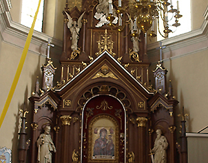 ołtarz kościoła p.w.NMP i św. Klemensa w Dzierzgowie- przed konserwacją
