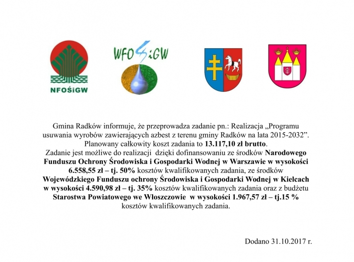 Program usuwania azbestu z terenu gminu Radków na lata 2015-2032